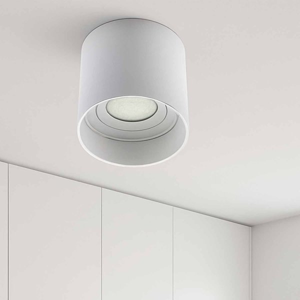 Spot de surface cylindrique orientable Ø9 cm blanc Rick, lumière directionnelle